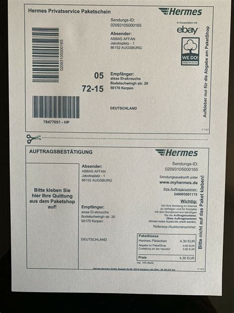 Hermes paketschein online